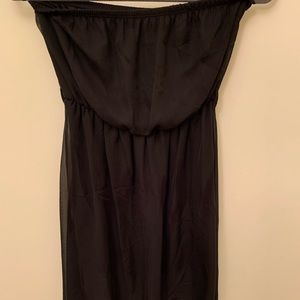High low strapless black dress